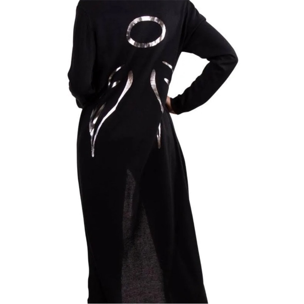 Gigi Moda Ciccio Long Black Cardigan with Silver Halo